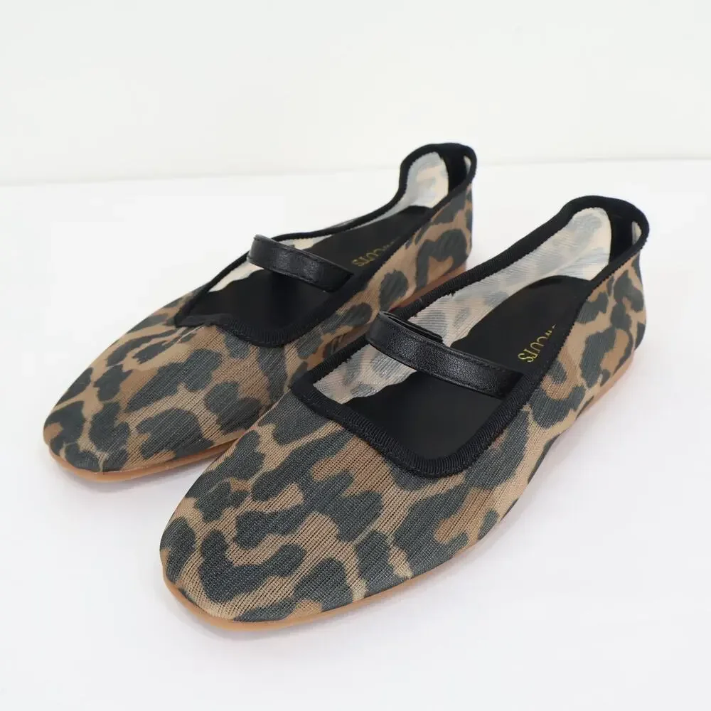 J.Crew Crewcuts Girls Ballet Flats Leopard Print Mesh Size K13 NWOT